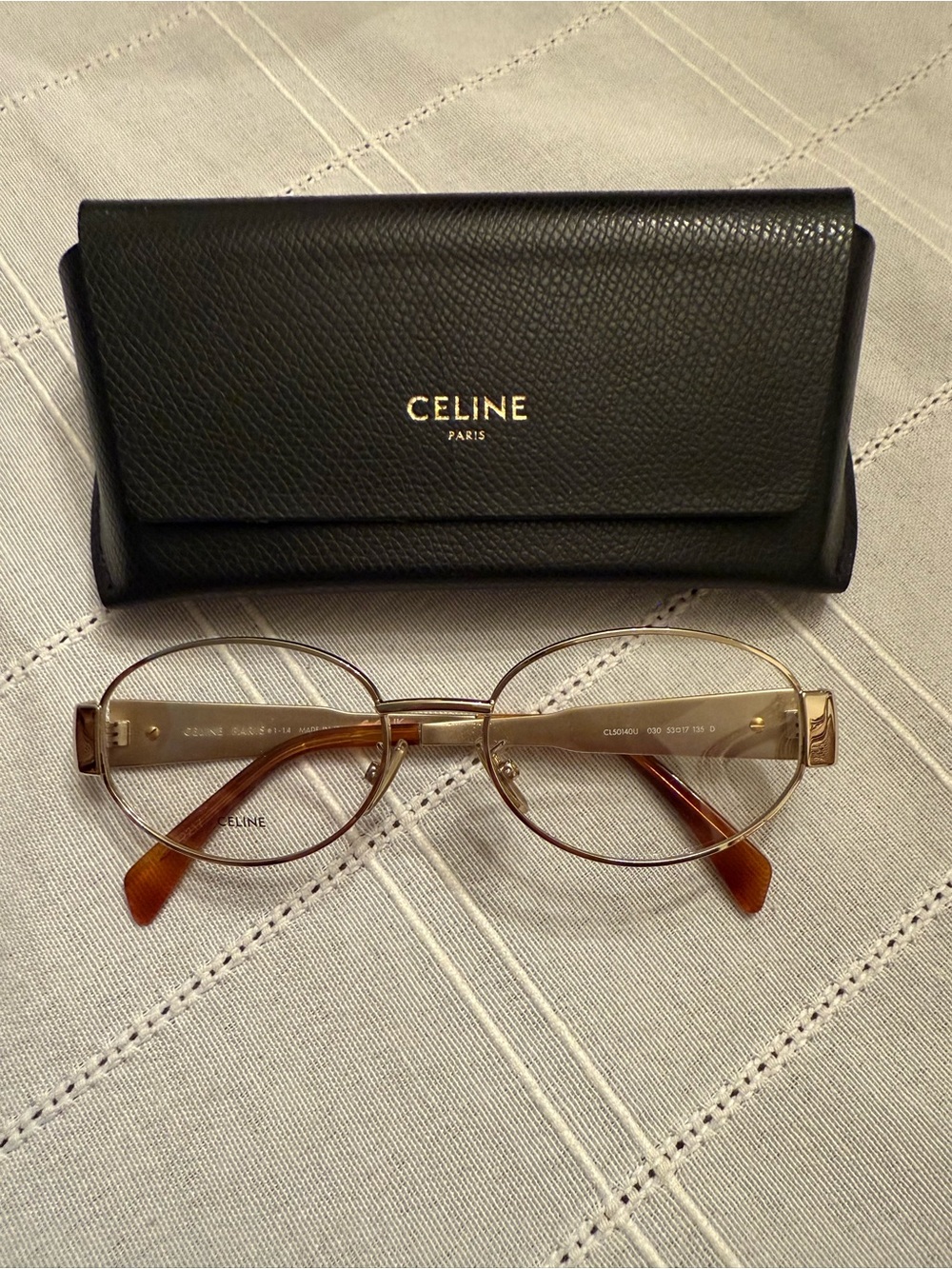 Celine Metal Triomphe Oval Gold Eyeglasses